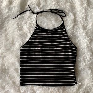brandy melville black and white halter top